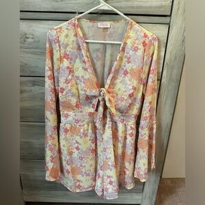 Pink Lily Floral Romper